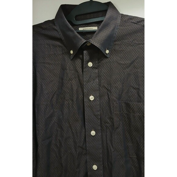 Burberry London Men's Large Brown Geometric Long Sleeve Classic Button Up USA - Picture 4 of 8